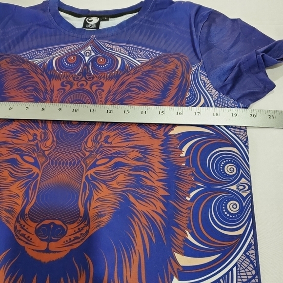 NWT Electrik Unicorn Blue and Orange Lion Face Short Sleeve Blouse Small - Picture 8 of 9